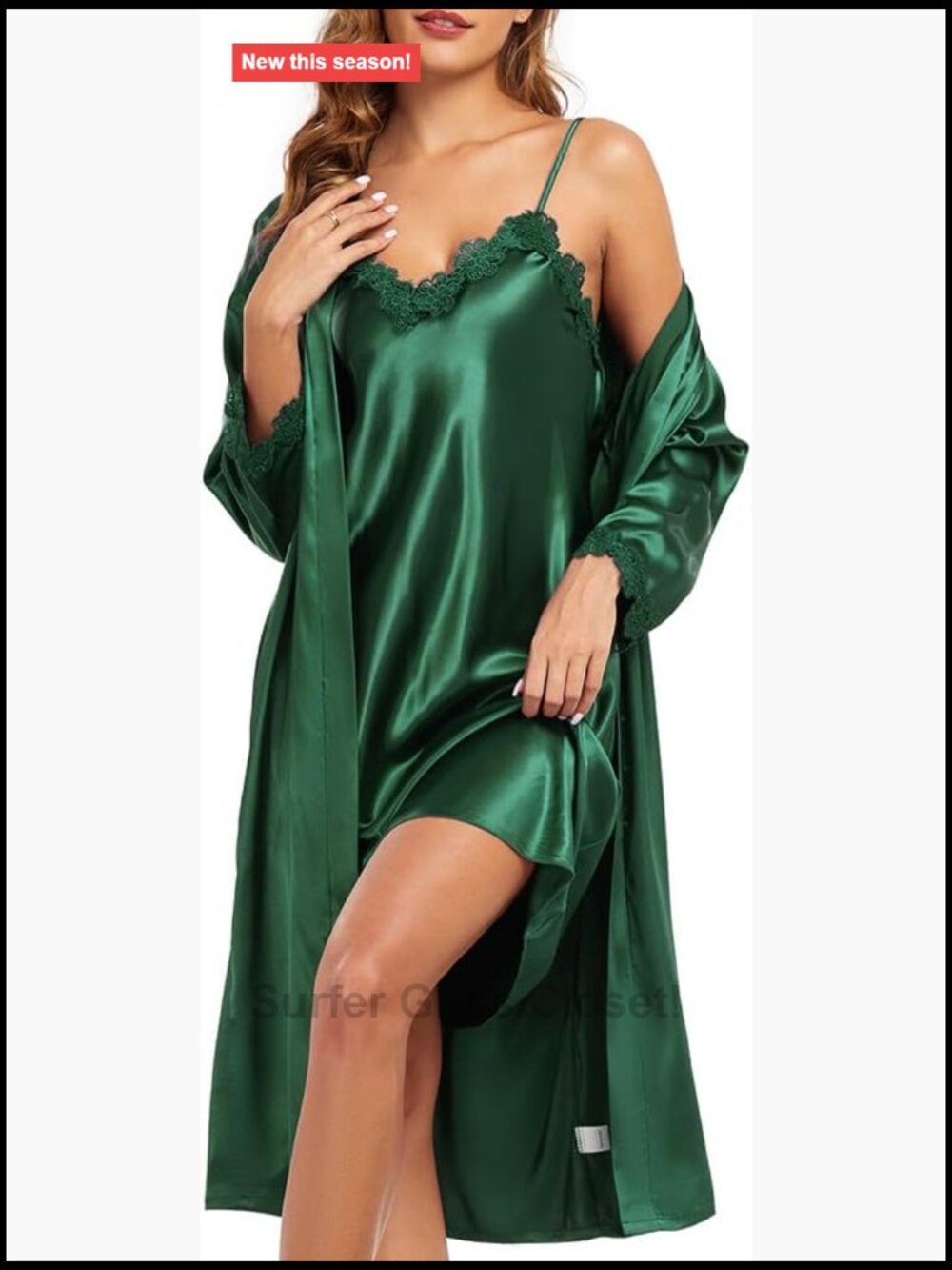 Women's Satin Nightgown with Robe 2 Piece Bridal Sleepwear Set